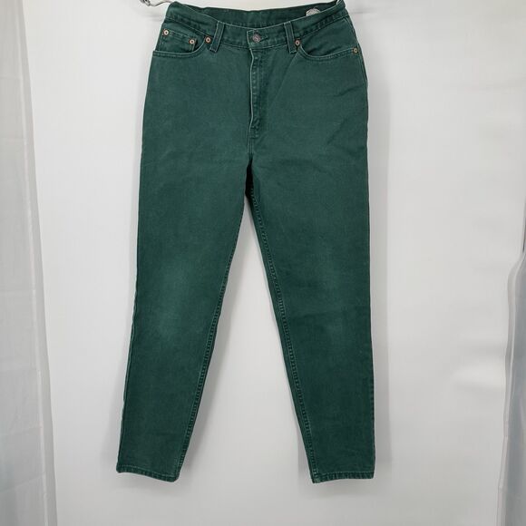 VTG 90s LEVI'S Women's High Waist Tapered Green Size 13 Jeans 17512-0842 Red Tag - Picture 5 of 14